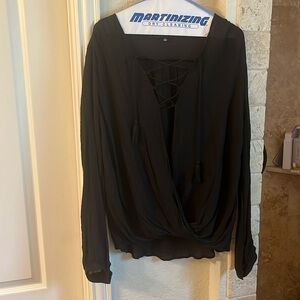 Black, sheer going out top that laces up